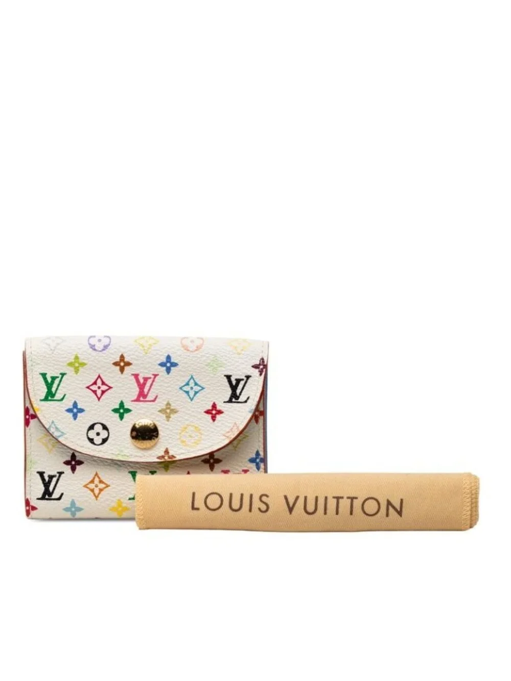 Louis Vuitton Monogram Multicolor Business Card Holder Case White Blue Leather